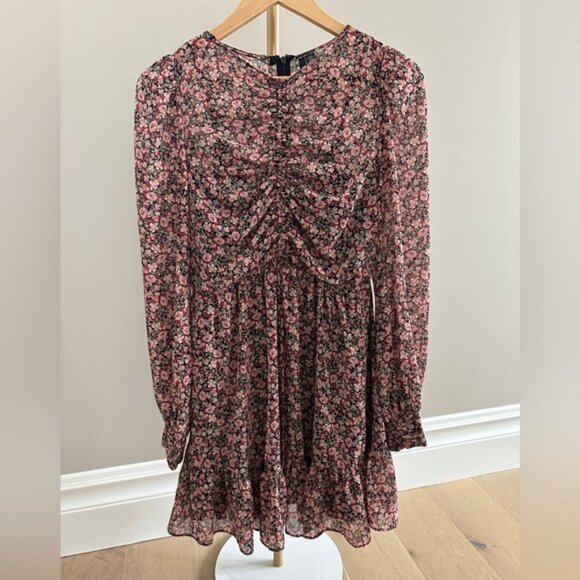 Ever New Long Sleeve Floral Ruched Mini Dress – Size 4 - Picture 8 of 10